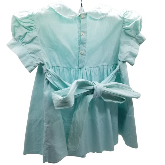 Vintage Baby Toddler Doll Child Pageant Green Dress Tiny Tots Smocked Buttons Bo - Picture 2 of 10